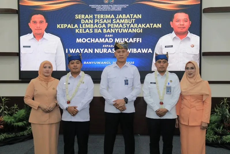 Serah Terima Jabatan Kepala Lapas Kelas llA Banyuwangi, Kakanwil Tegaskan Agar Kalapas Baru Perkuat Sinergi